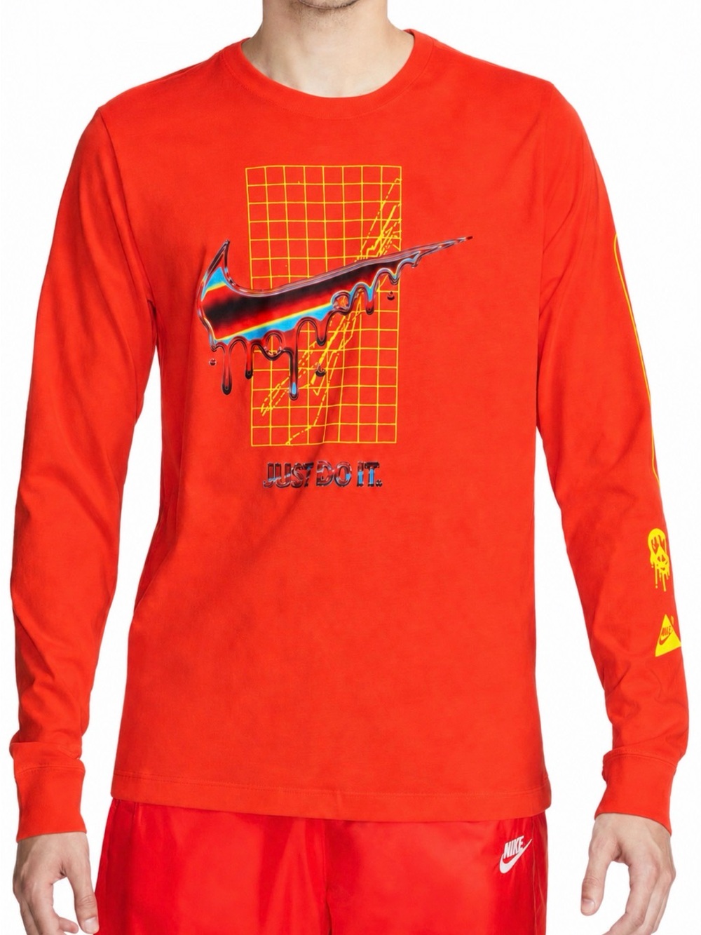 Nike Bright Orange Long Sleeve Tee with Drip Swoosh